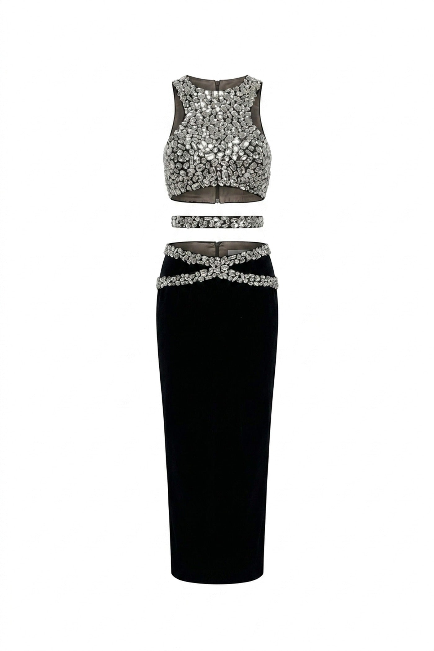 Cassandre Crystal-Embellished Co-Ord Set With Maxi Skirt - Black