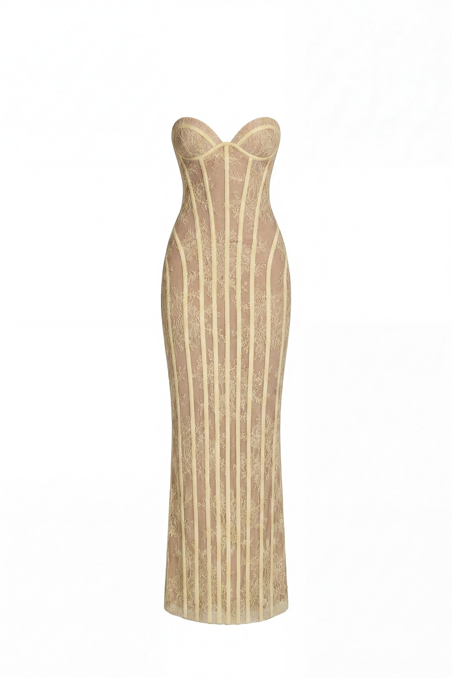 Célindre Strapless Lace Maxi Dress With Sweetheart Corset - Yellow