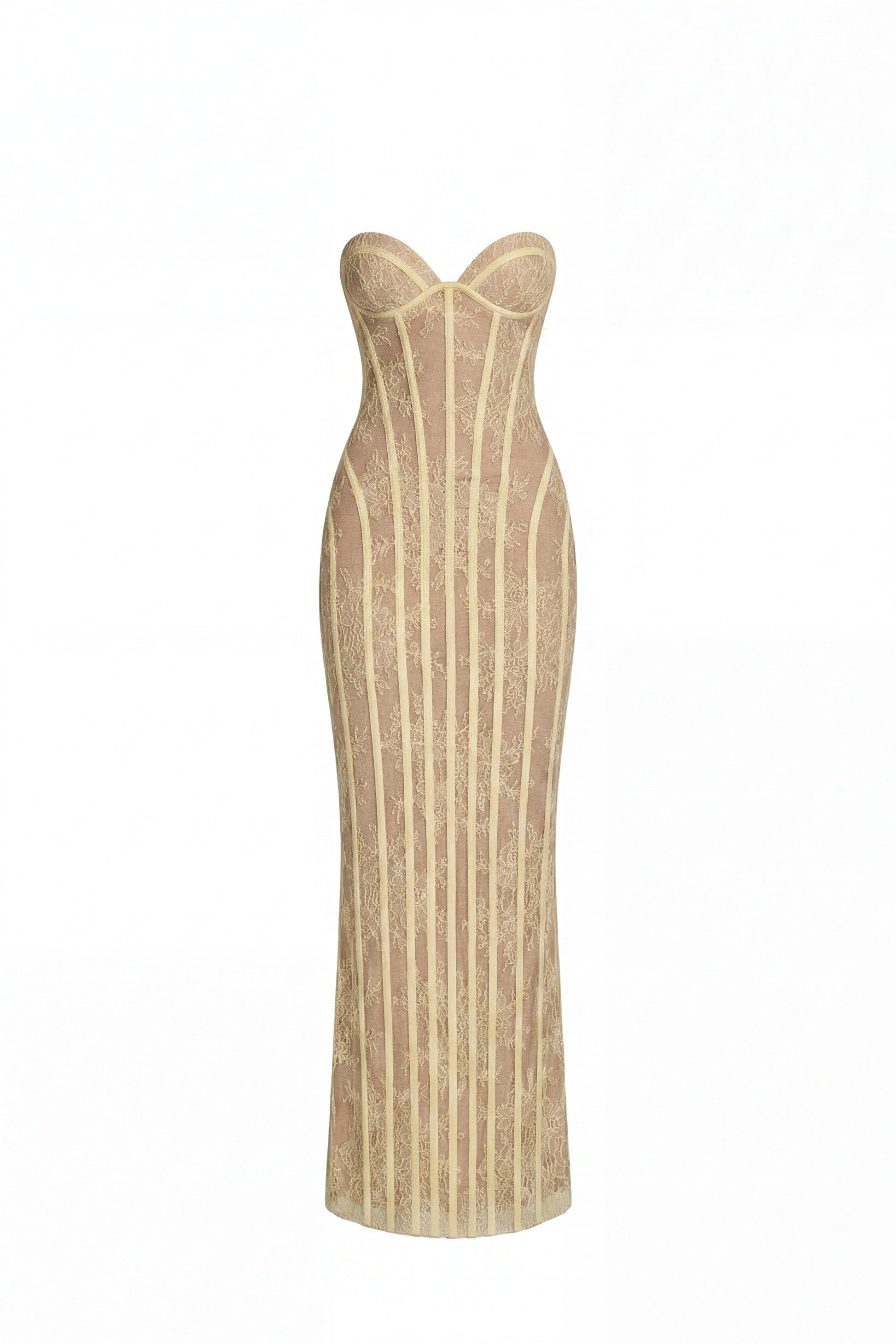 Célindre Strapless Lace Maxi Dress With Sweetheart Corset - Yellow