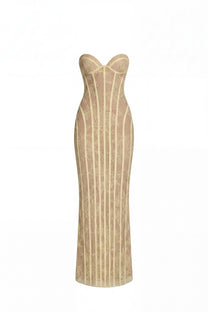 Célindre Strapless Lace Maxi Dress With Sweetheart Corset - Yellow