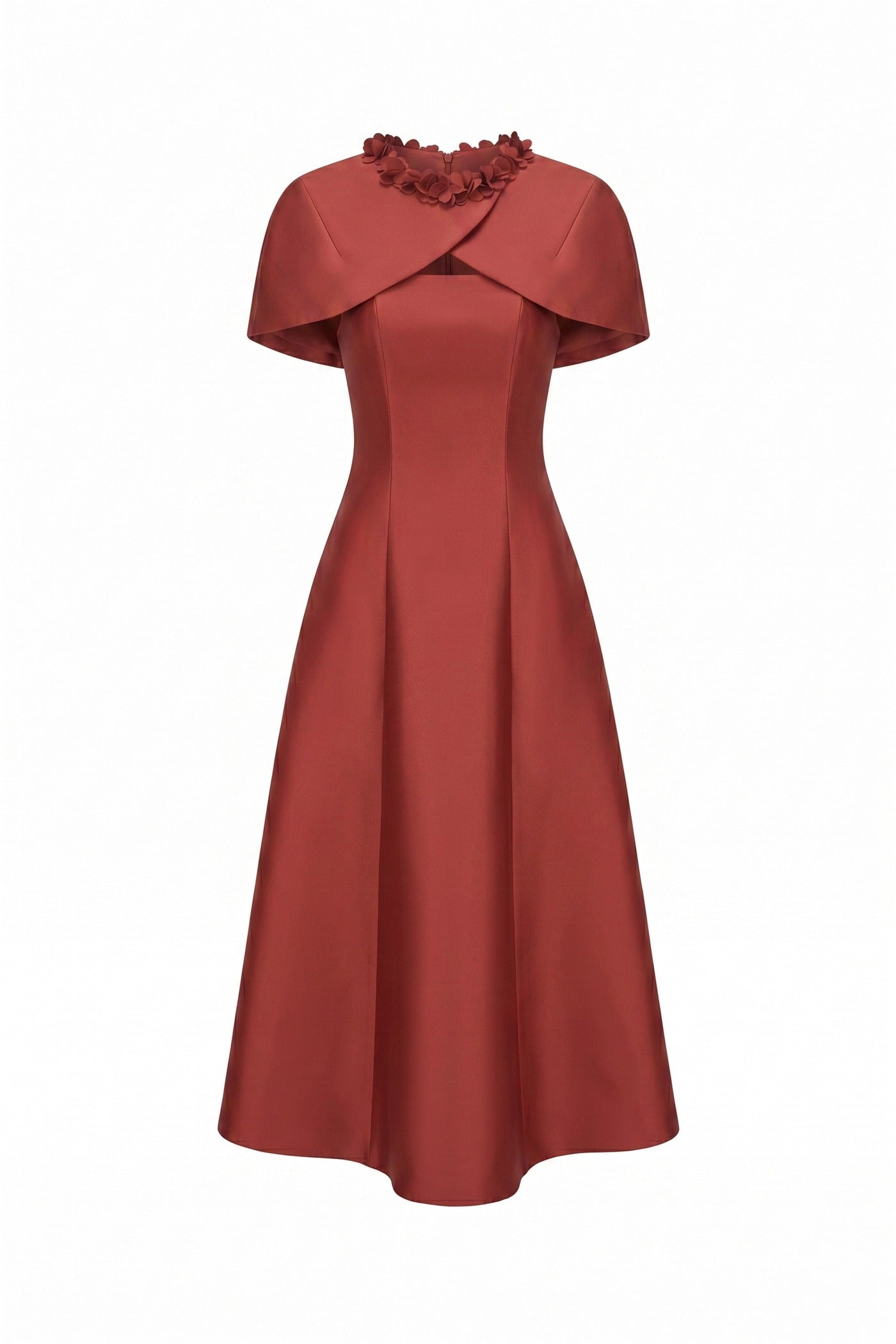 Théodore Fit-And-Flare Midi Dress With Cutout Neckline And Bow Detail - Red