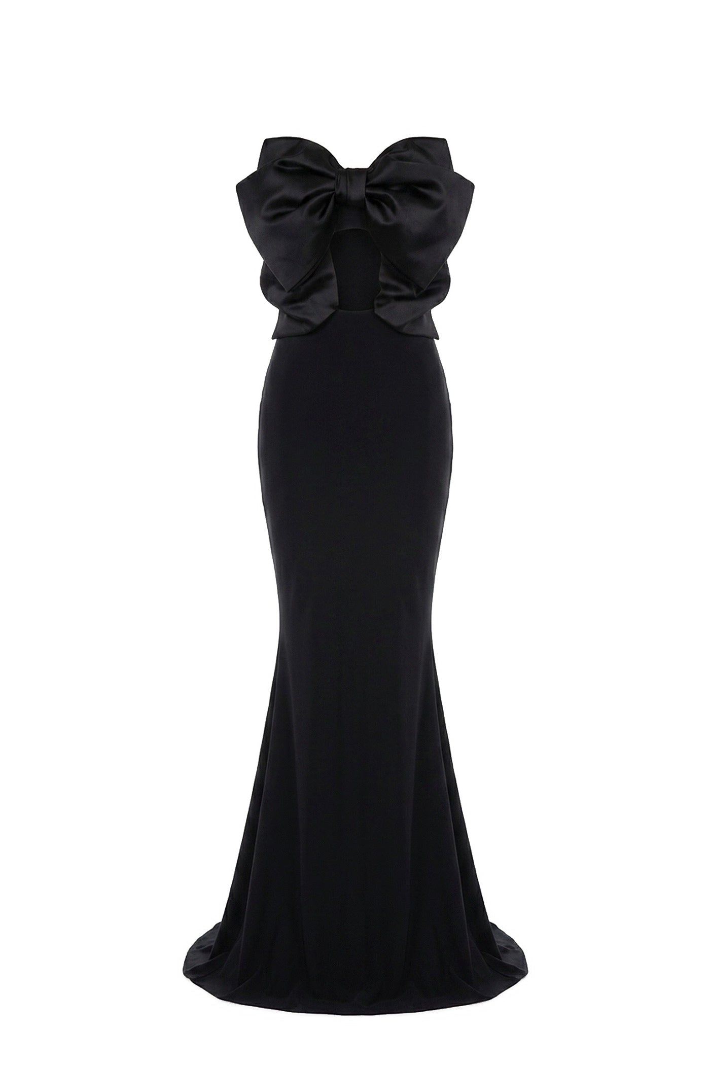 Lucette Off-Shoulder Mermaid Gown With Oversized Satin Bow And Cutout - Black