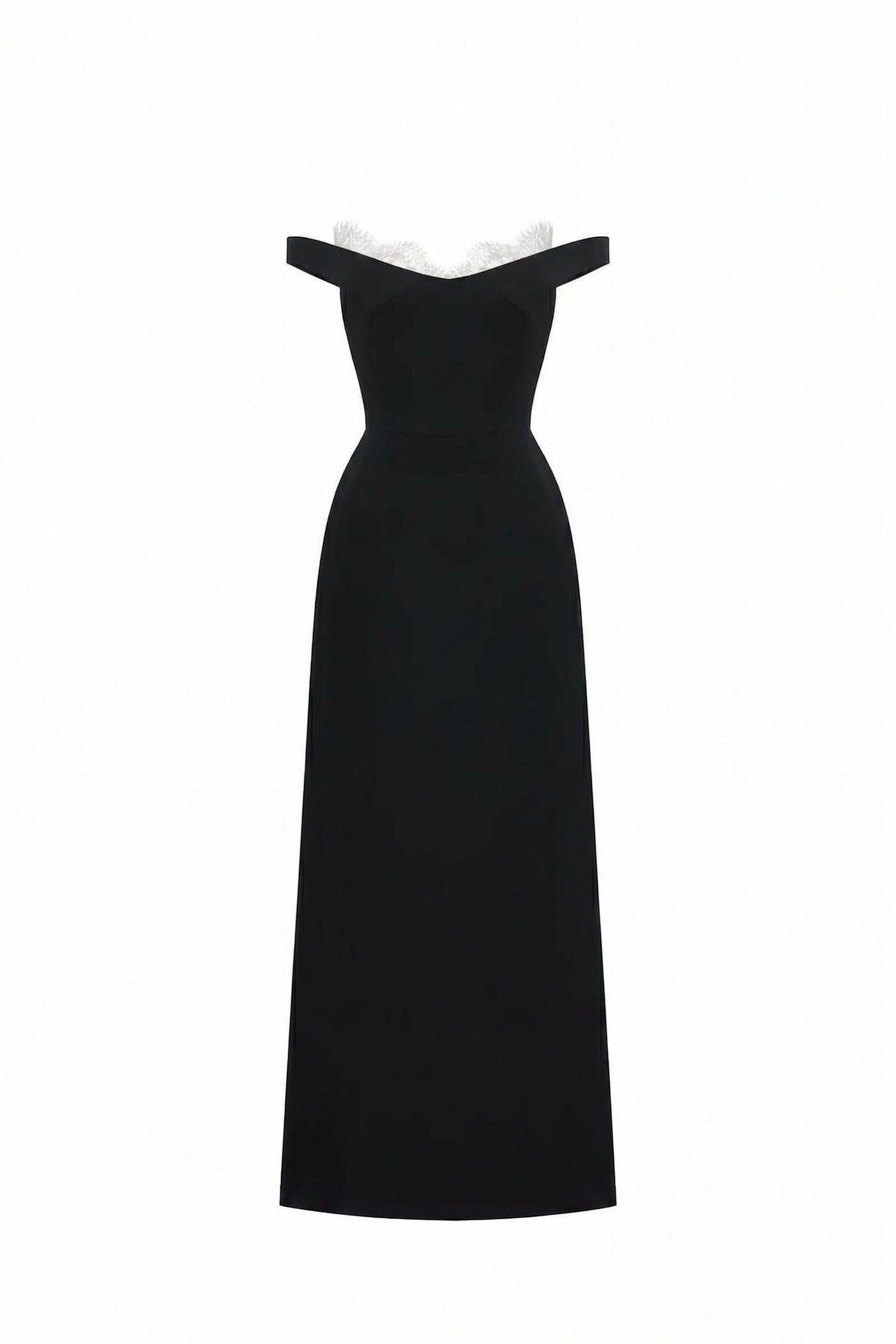Doriane Off-Shoulder Maxi Dress With Short Sleeves And Column Skirt - Black