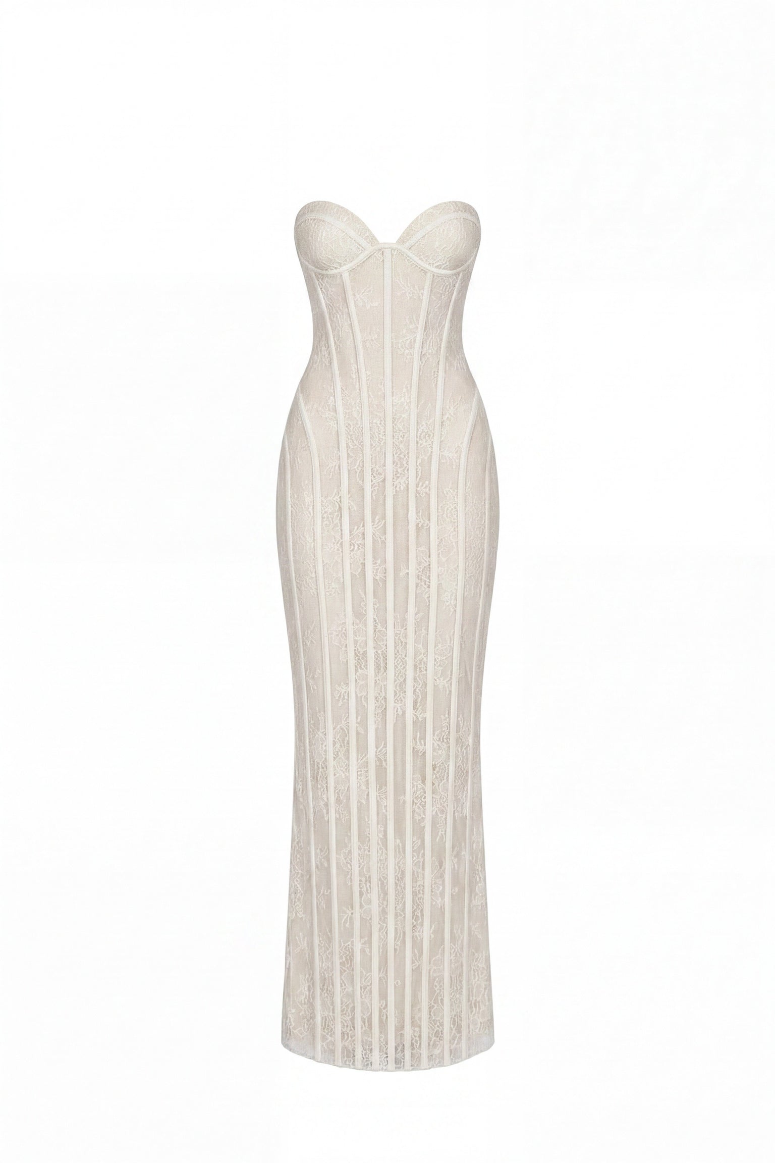Célindre Strapless Lace Maxi Dress With Sweetheart Corset - Ivoire