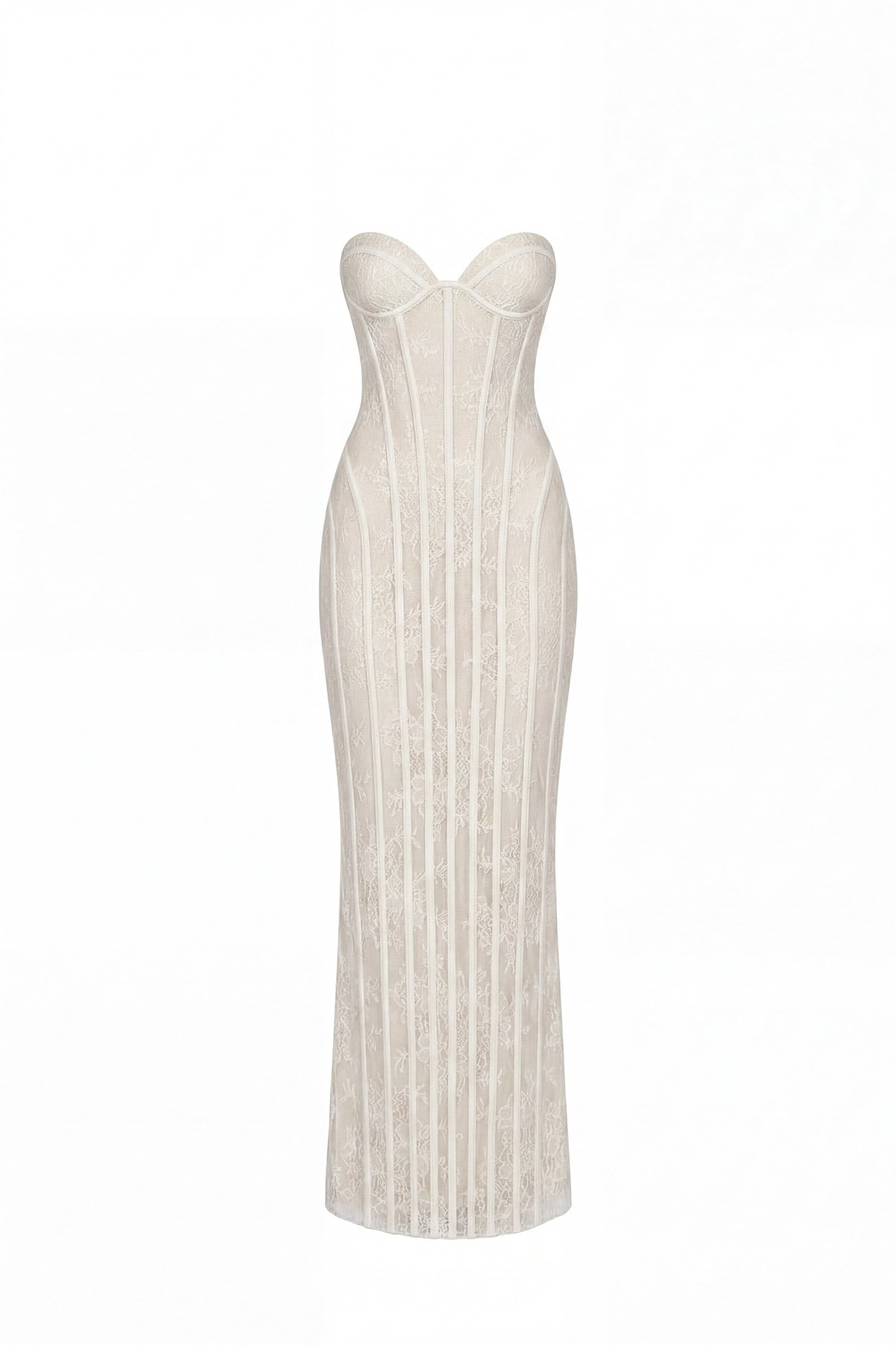 Célindre Strapless Lace Maxi Dress With Sweetheart Corset - Ivoire