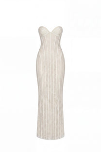 Célindre Strapless Lace Maxi Dress With Sweetheart Corset - Ivoire