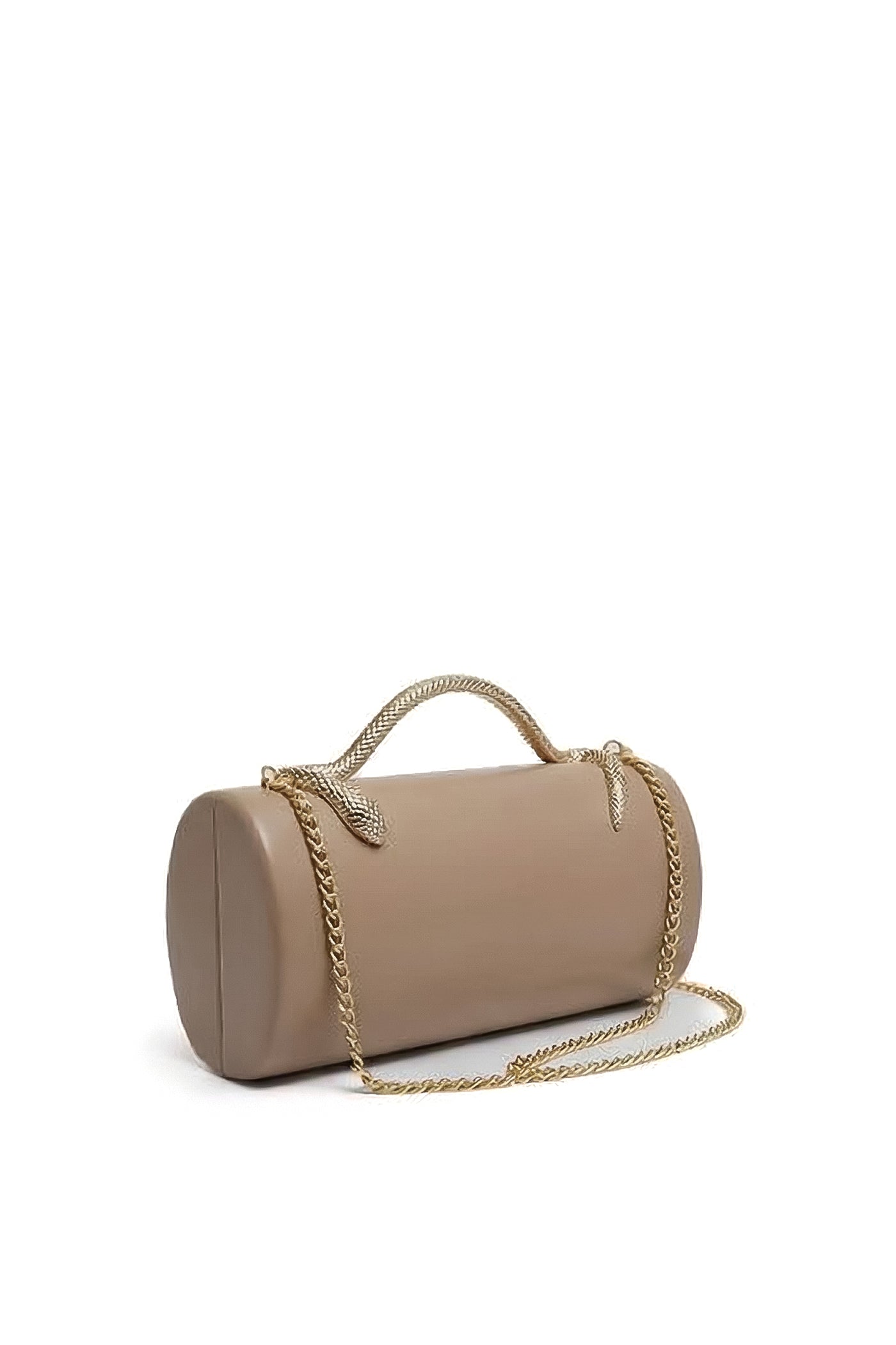 Maleïne Clutch Bag with Gold Chain and Snake Handle – Khaki