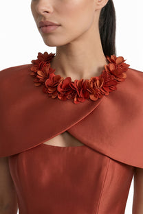 Théodore Fit-And-Flare Midi Dress With Cutout Neckline And Bow Detail - Red