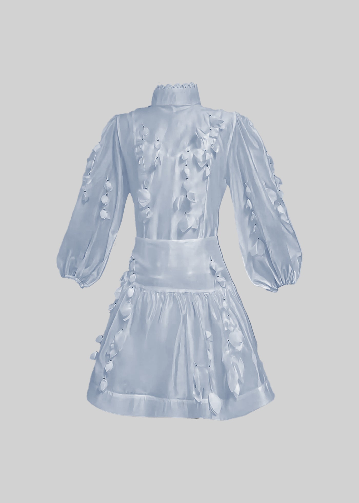 Flower Co-Ord With High Neckline, Lace And Adornments - Blue