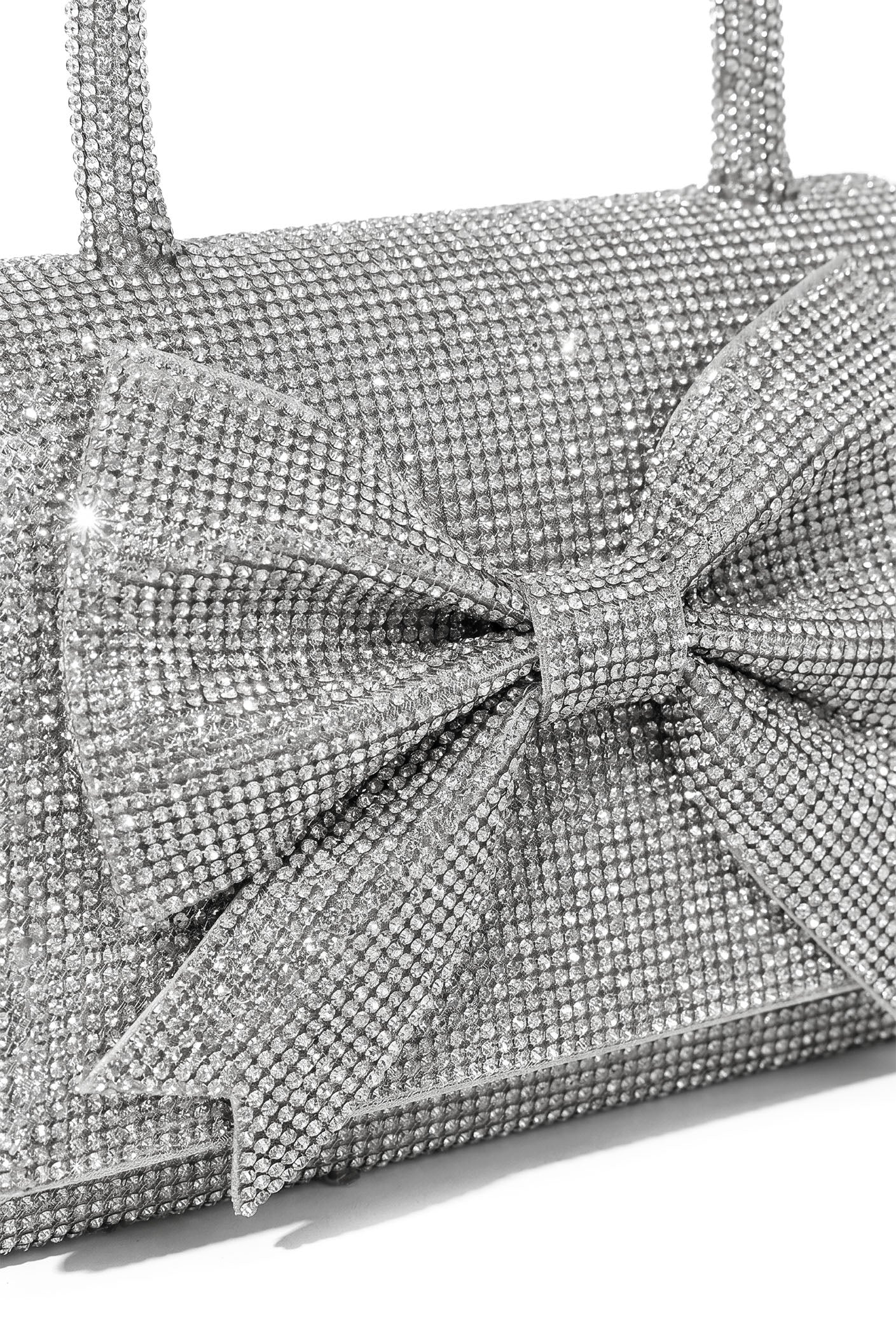 Marceille Rhinestone Handbag With Sparkling Embellishments And Bow - Silver