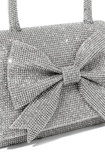 Marceille Rhinestone Handbag With Sparkling Embellishments And Bow - Silver