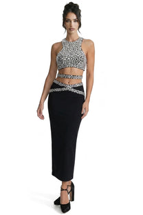 Cassandre Crystal-Embellished Co-Ord Set With Maxi Skirt - Black