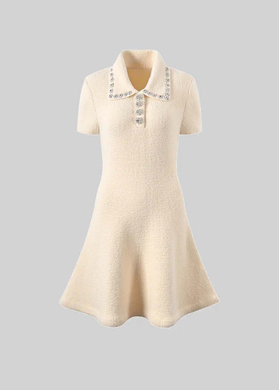 Elegant Soft Short Sleeve Dress - Ivoire